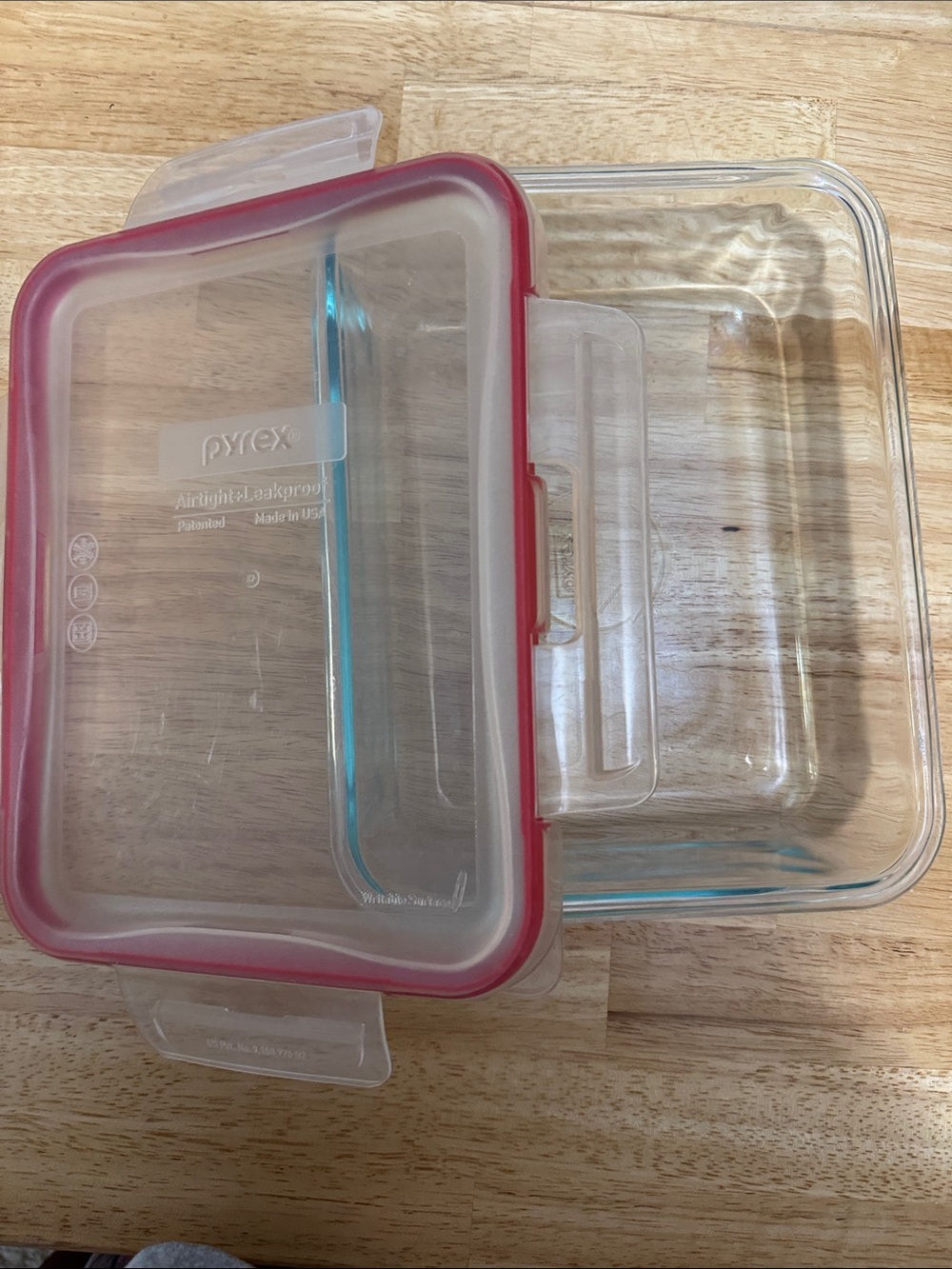 Pyrex Clear Glass Food Storage Container with Red Seal Lid